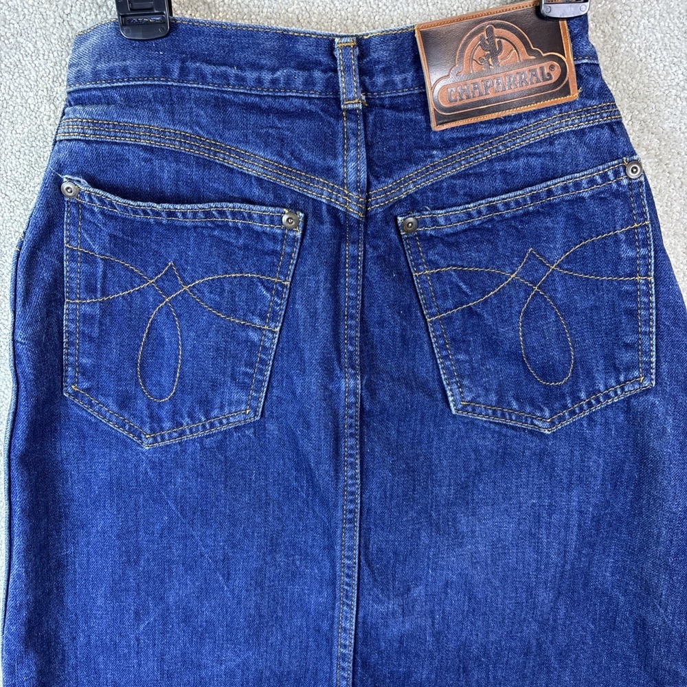 Chaparral Denim Midi Skirt Women 7 Blue Vintage High Waist Western 1980s Scovill